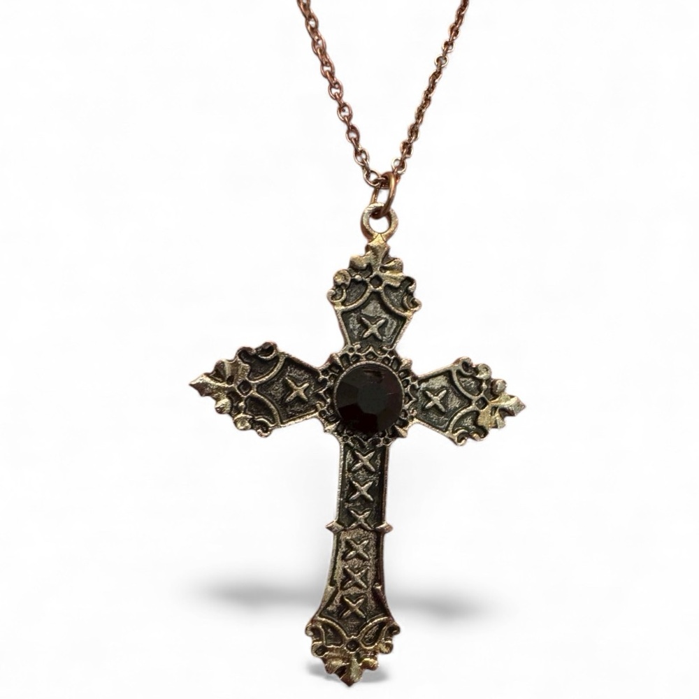 Elegant Black and Silver Cross Pendant Necklace